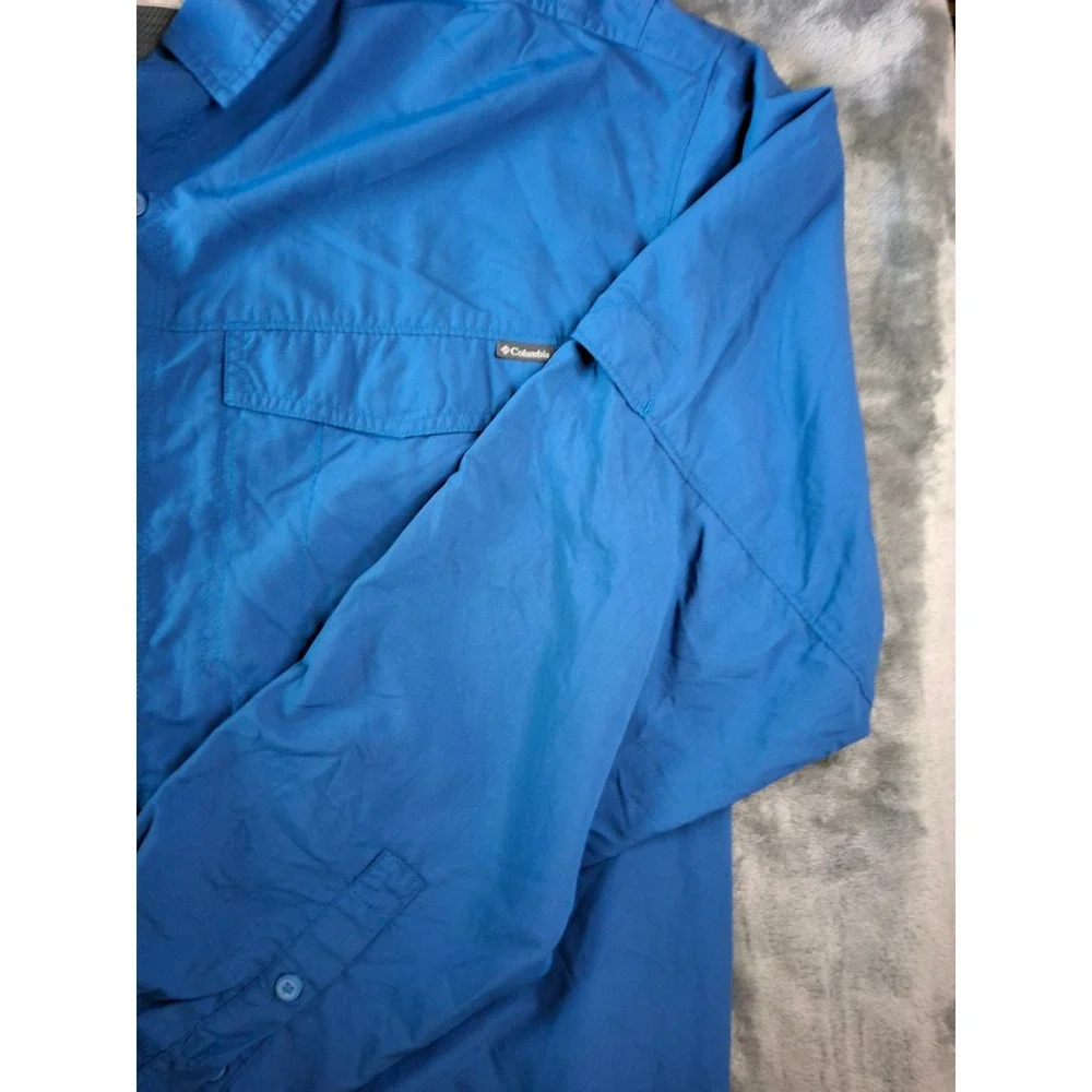 Columbia Mens Omni-Shade Blue Long Sleeve Fishing Hiking Shirt 2XT Tall‎